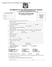 Fill Out Your Tanzania Visa Applicaiton Template