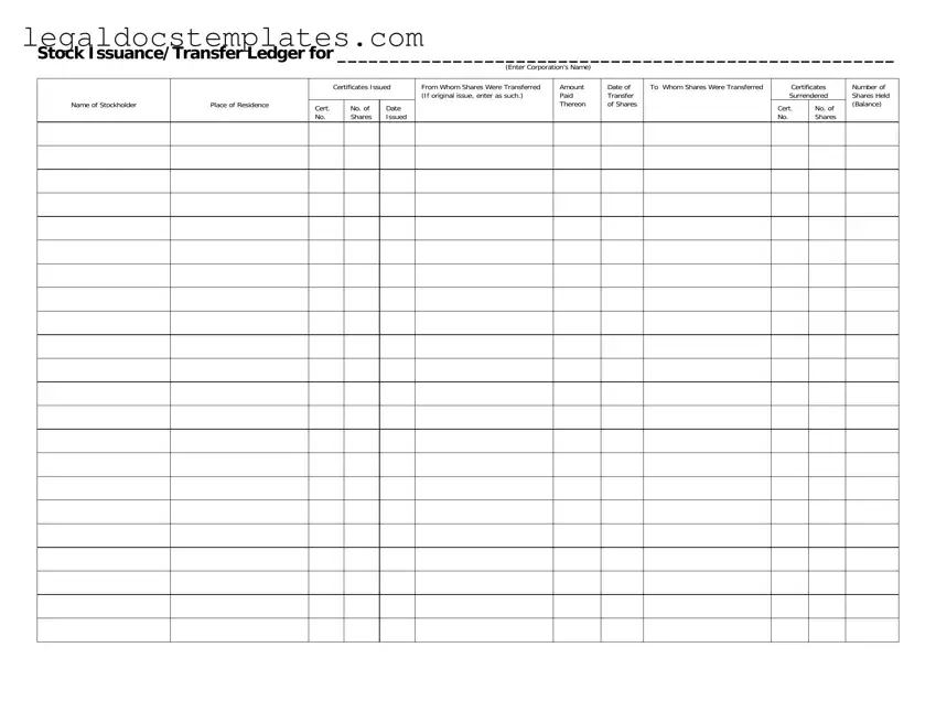 Fill Out Your Stock Transfer Ledger Template