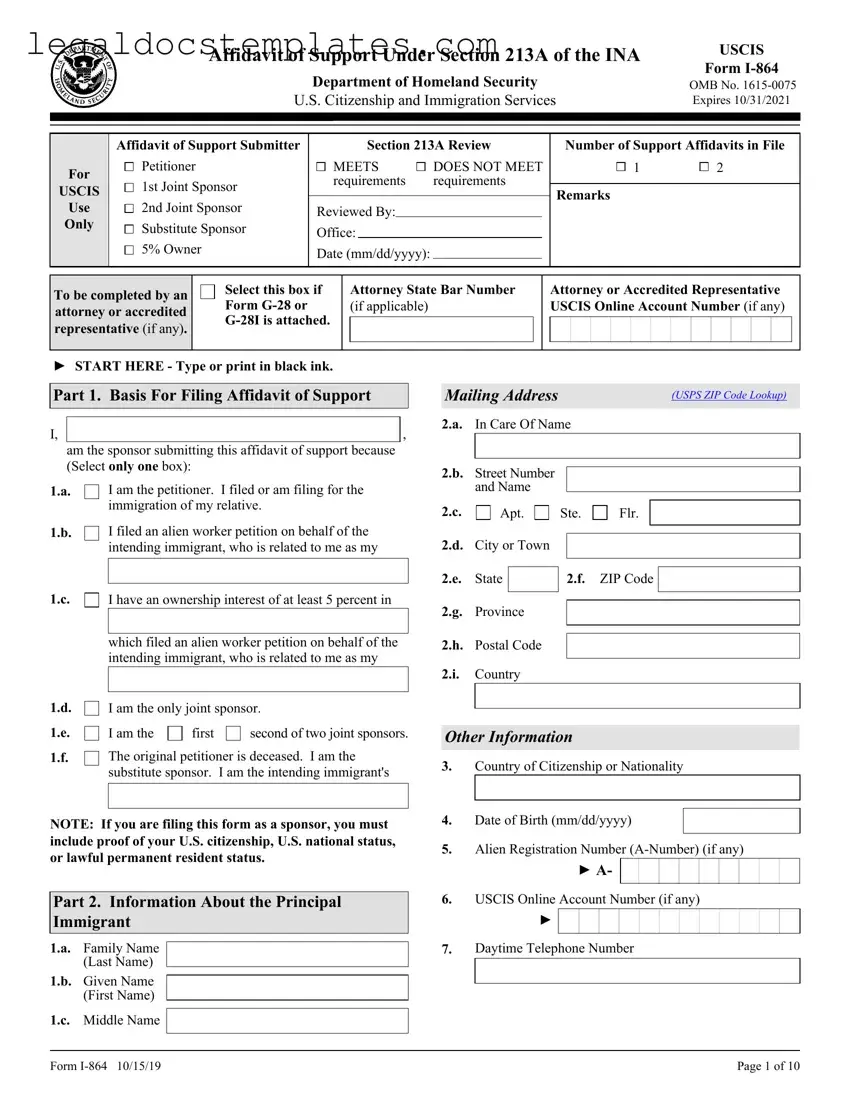 Fill Out Your USCIS I-864 Template
