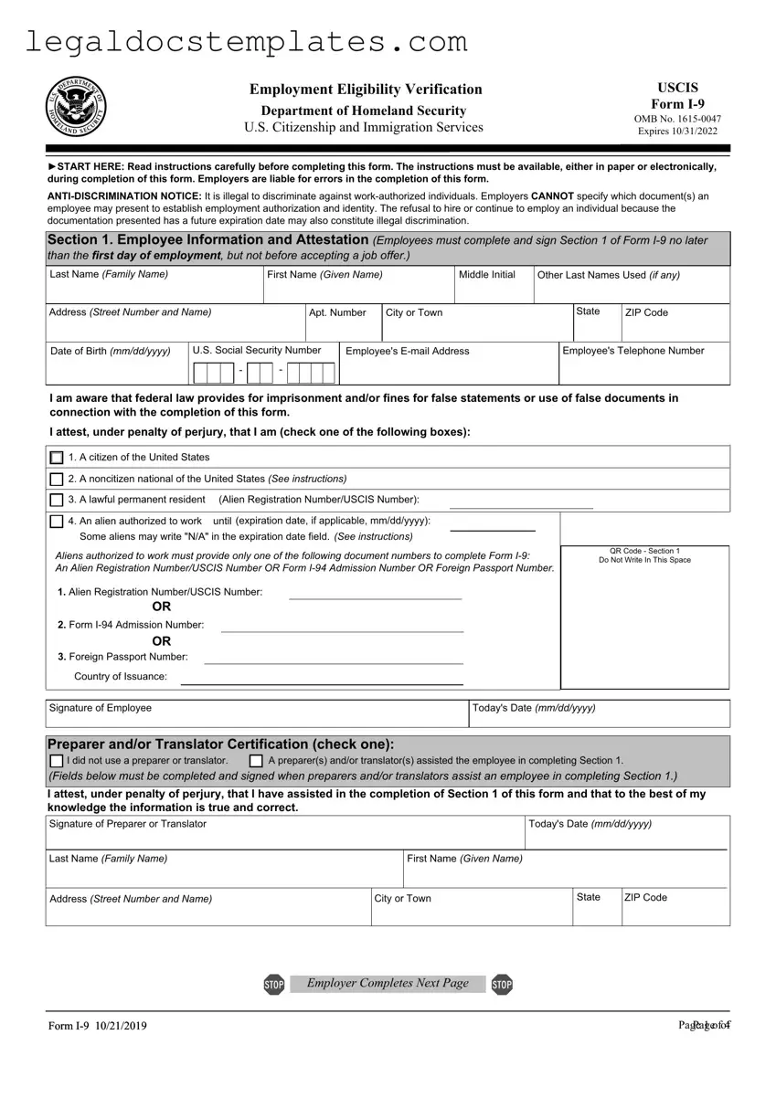 Fill Out Your USCIS I-9 Template