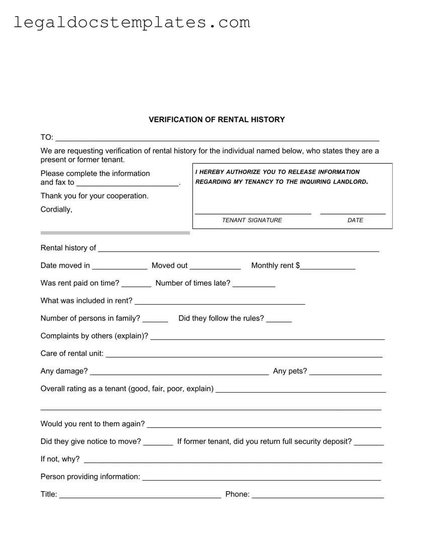 Fill Out Your Verification Rental Template