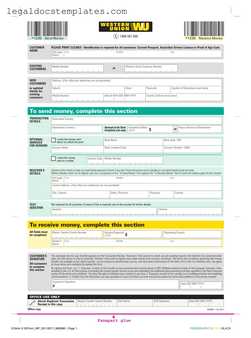Fill Out Your Western Union Template